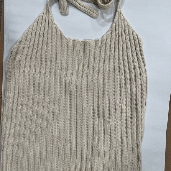 Tangents knitted casual backless ribbed knit camisole top tie around neck - Picture 8 of 12